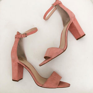 Vince Camuto Pink Suede Two Strap Heels